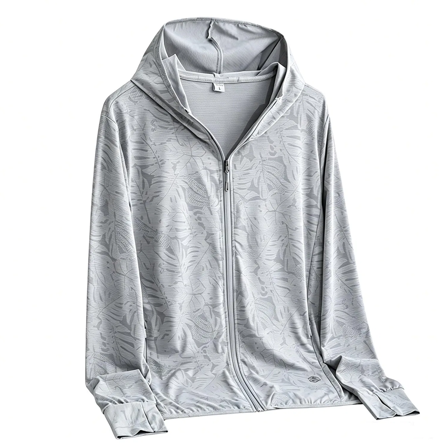 Женская куртка с капюшоном и молнией, с принтом, B701, 01#light Grigio