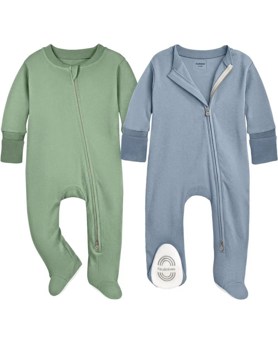 Комплект детских пижам с закрытыми ножками, 2 шт, 100% хлопок, Soothe Sleep N' Play KeaBabies, Slate