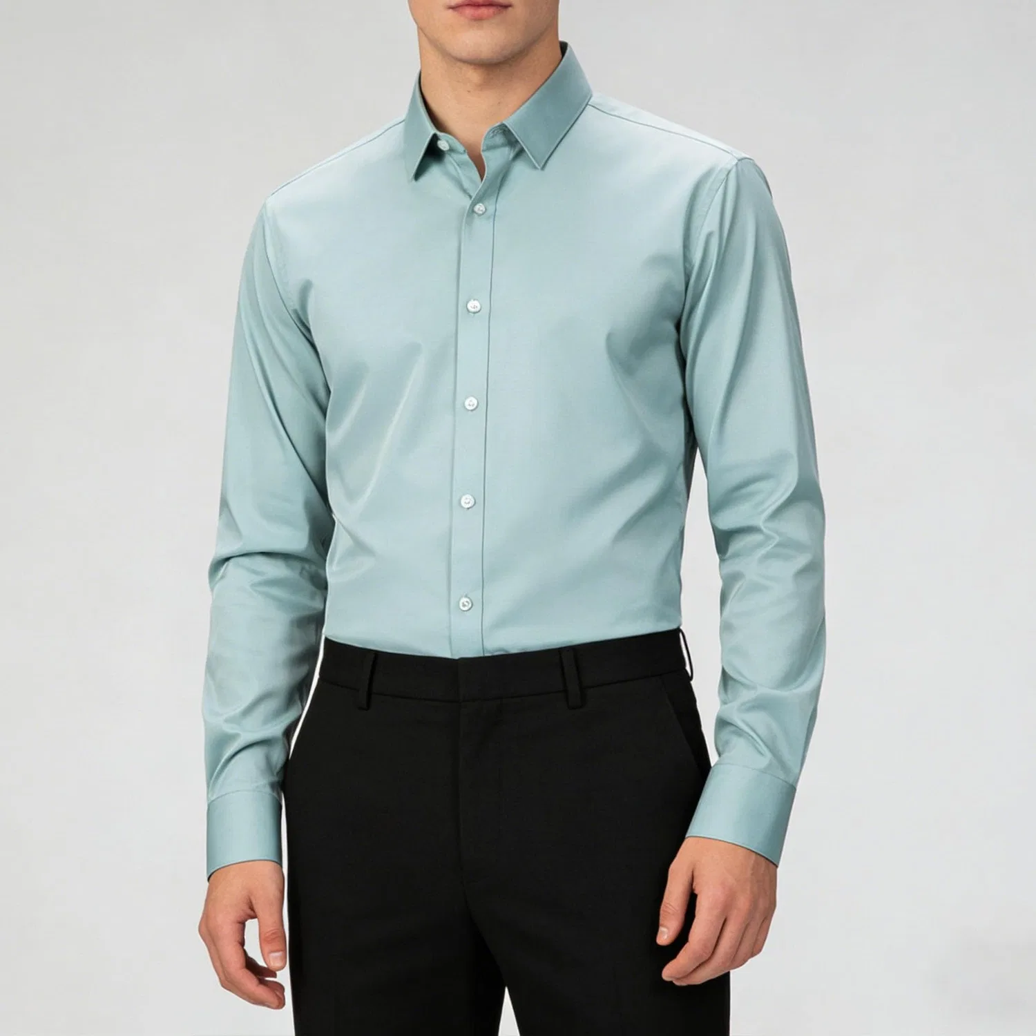 Мужская рубашка с длинным рукавом, современный slim fit, Green Bean — фото 3