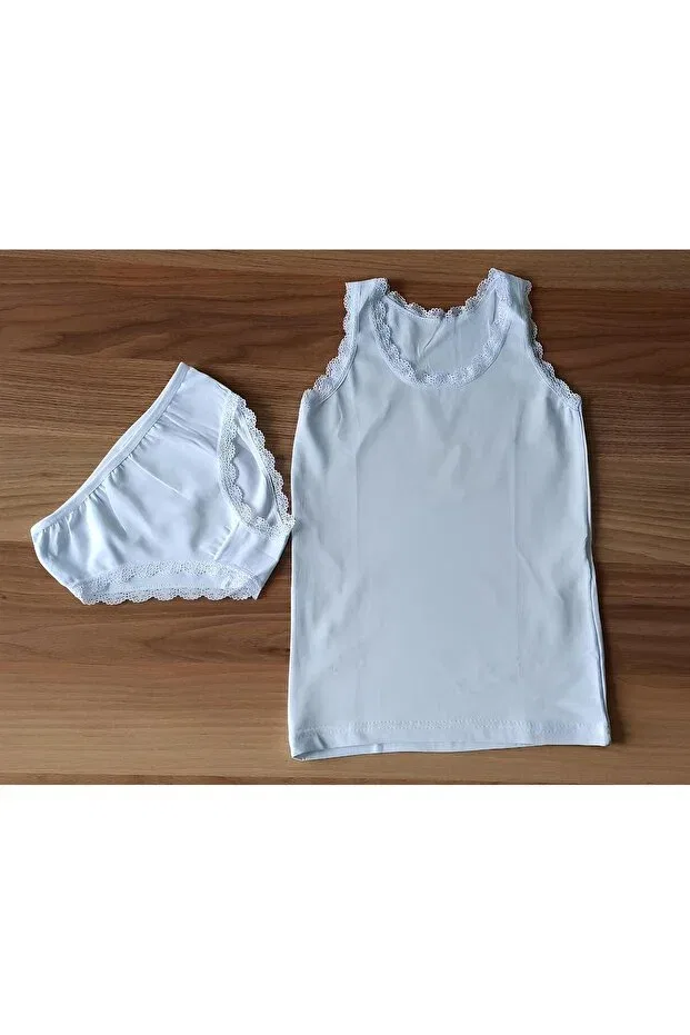 Детский комплект для девочек хлопковый с кружевом Dondeza, White