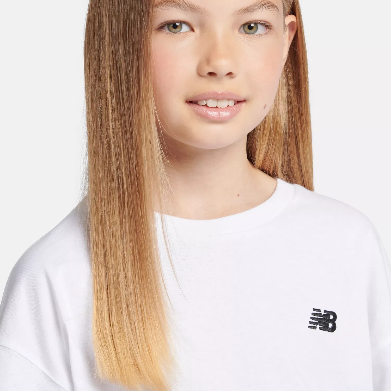 Детская футболка с коротким рукавом с вышитым логотипом Small Logo Jersey New Balance, Bright White — фото 3