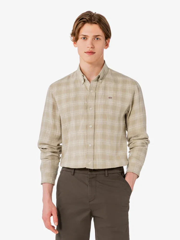 Мужская рубашка с большим клетчатым узором CH739E LACOSTE, Beige