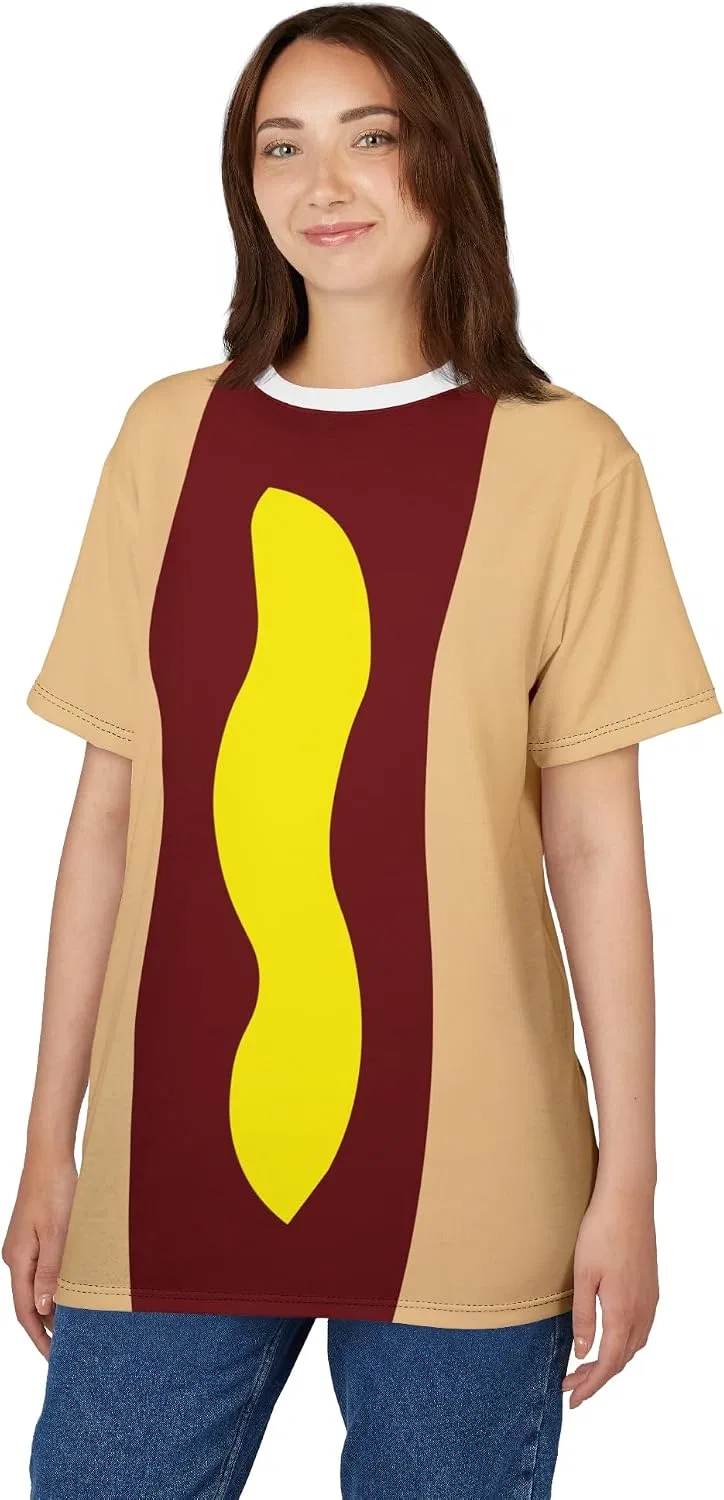 Футболка с принтом хот-дога Classic Hot Dog, Black Stitching — фото 4