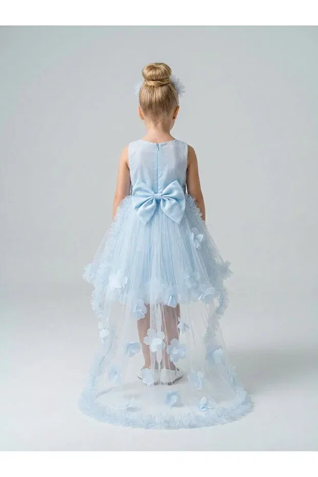 Детское платье для девочек на бретельках с принтом Monita Girl's Evening Dress 3 Butikhappykids, Babyblue — фото 3
