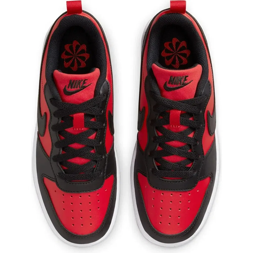 Детские кроссовки для мальчиков с низким верхом на шнуровке Court Borough Low Recraft Nike, Red Black — фото 3