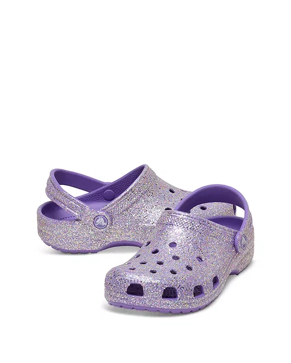 Детские сабо с блестками Crocs, фиолетовый — фото 3