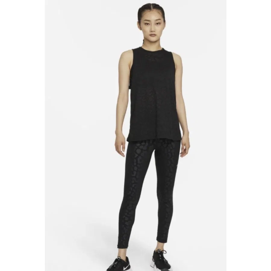 Женский спортивный топ с леопардовым принтом, Nike Pro Dri-Fit, Черный — фото 3