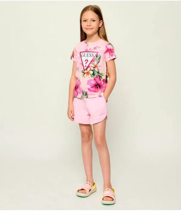 Детские шорты для девочек хлопковые Regular Fit Guess, Rosa Cipria — фото 2
