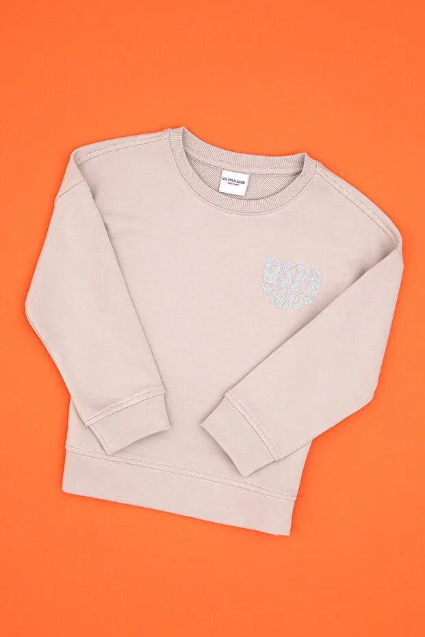 Детские свитшот для девочек с принтом U.S. Polo Assn., Stone — фото 3