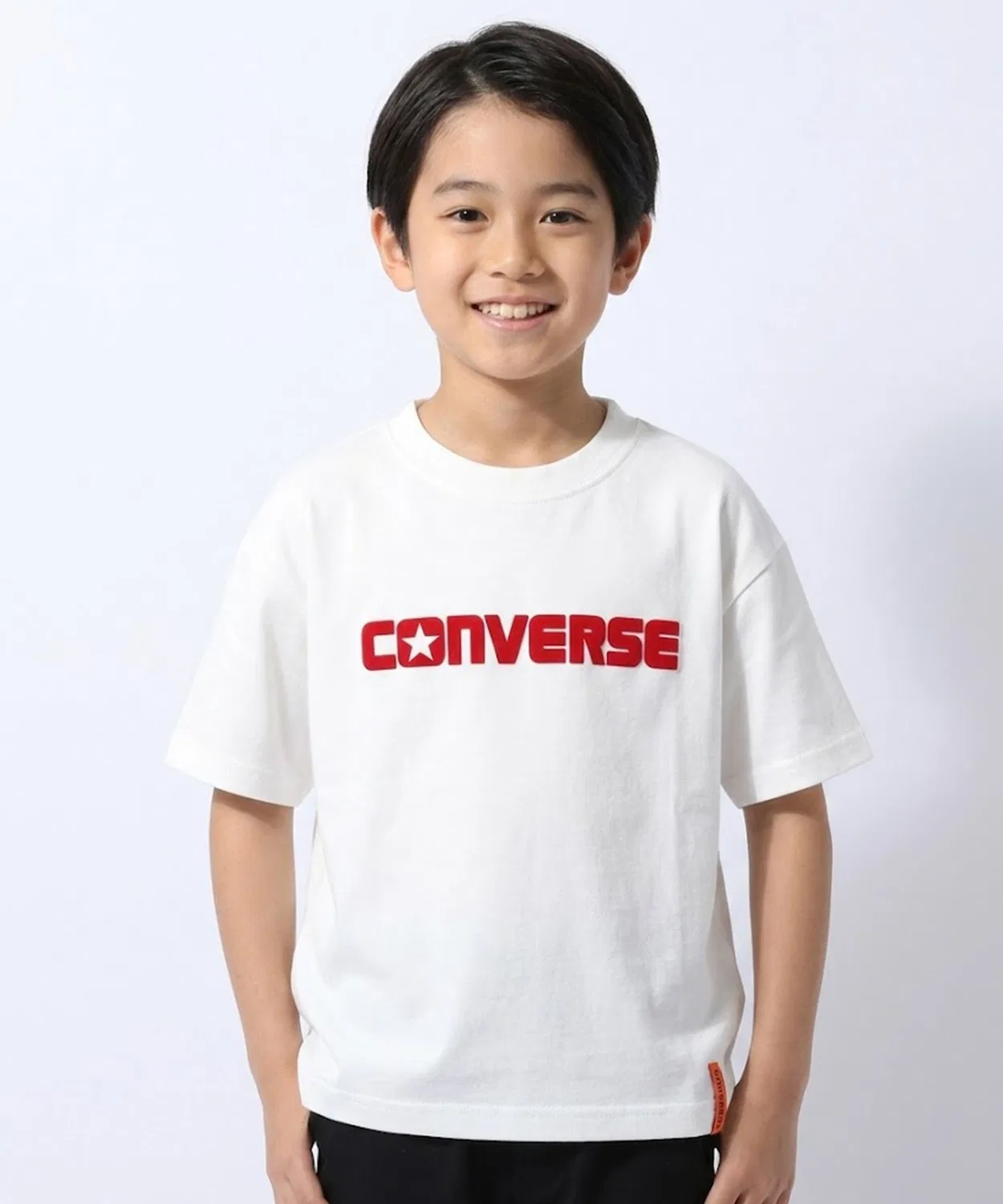 Детская футболка с флокированным принтом, модель Flock Print Wide CONVERSE, Off White