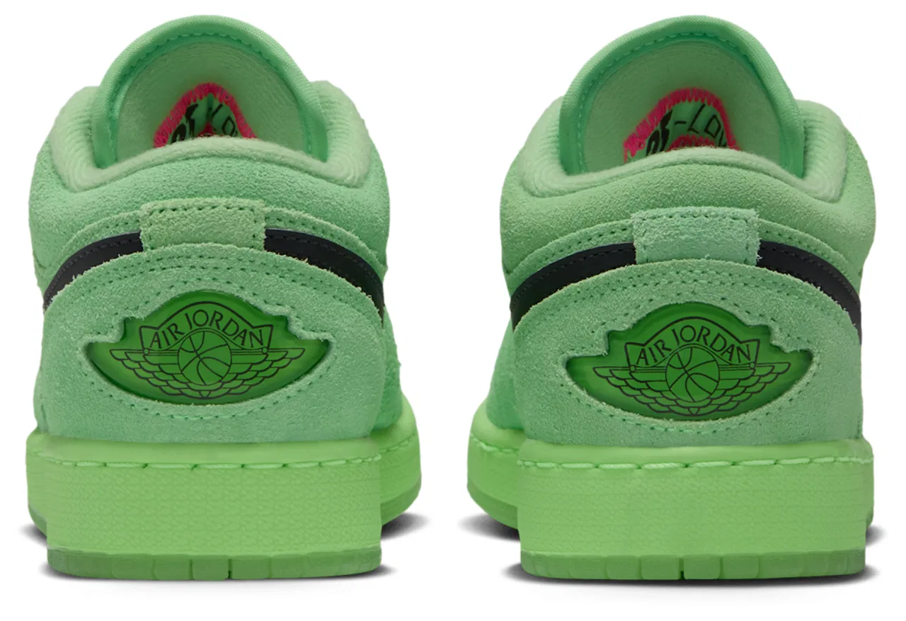 Детские кроссовки для мальчиков с кожаным верхом Air Jordan 1 Low SE Jordan, Lime Blast Anthracite Lime Blast — фото 3