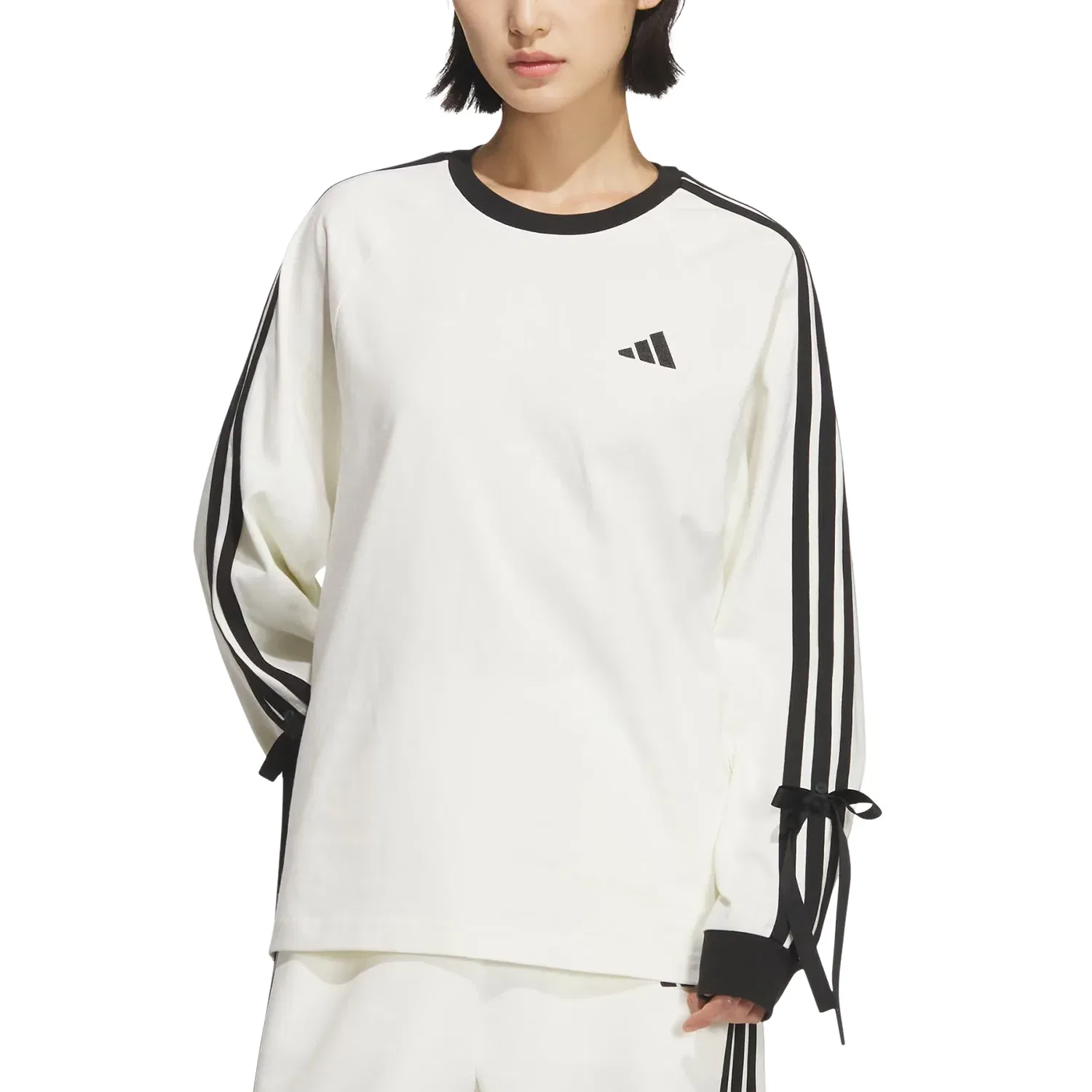 Женский топ Dance Long Sleeve Top 'White Black' adidas, White/Black — фото 2