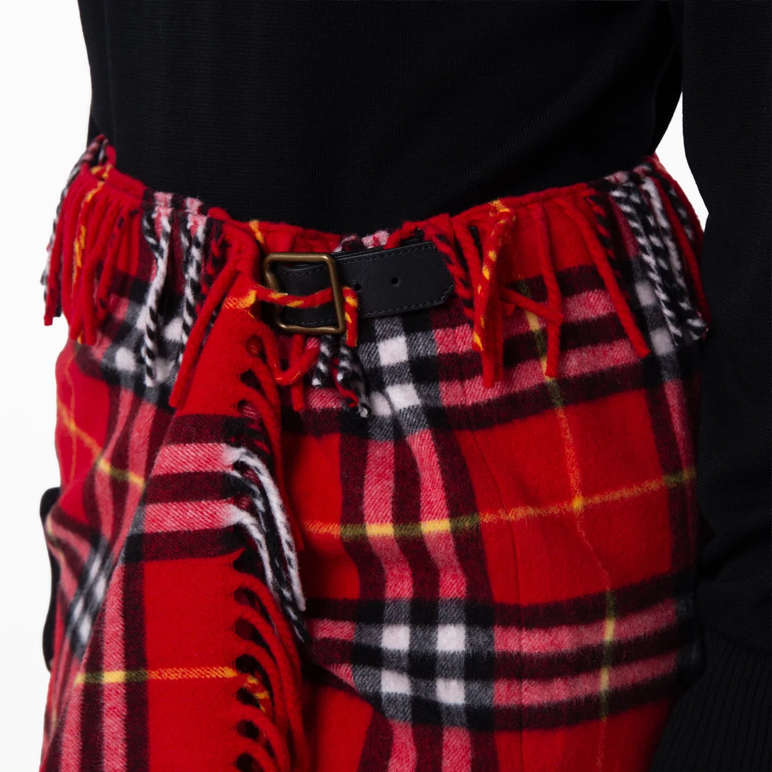 Юбка из шерсти и кашемира с фирменным клетчатым принтом Check Womens Check Wool Cashmere Scarf Skirt Burberry, Currant — фото 2