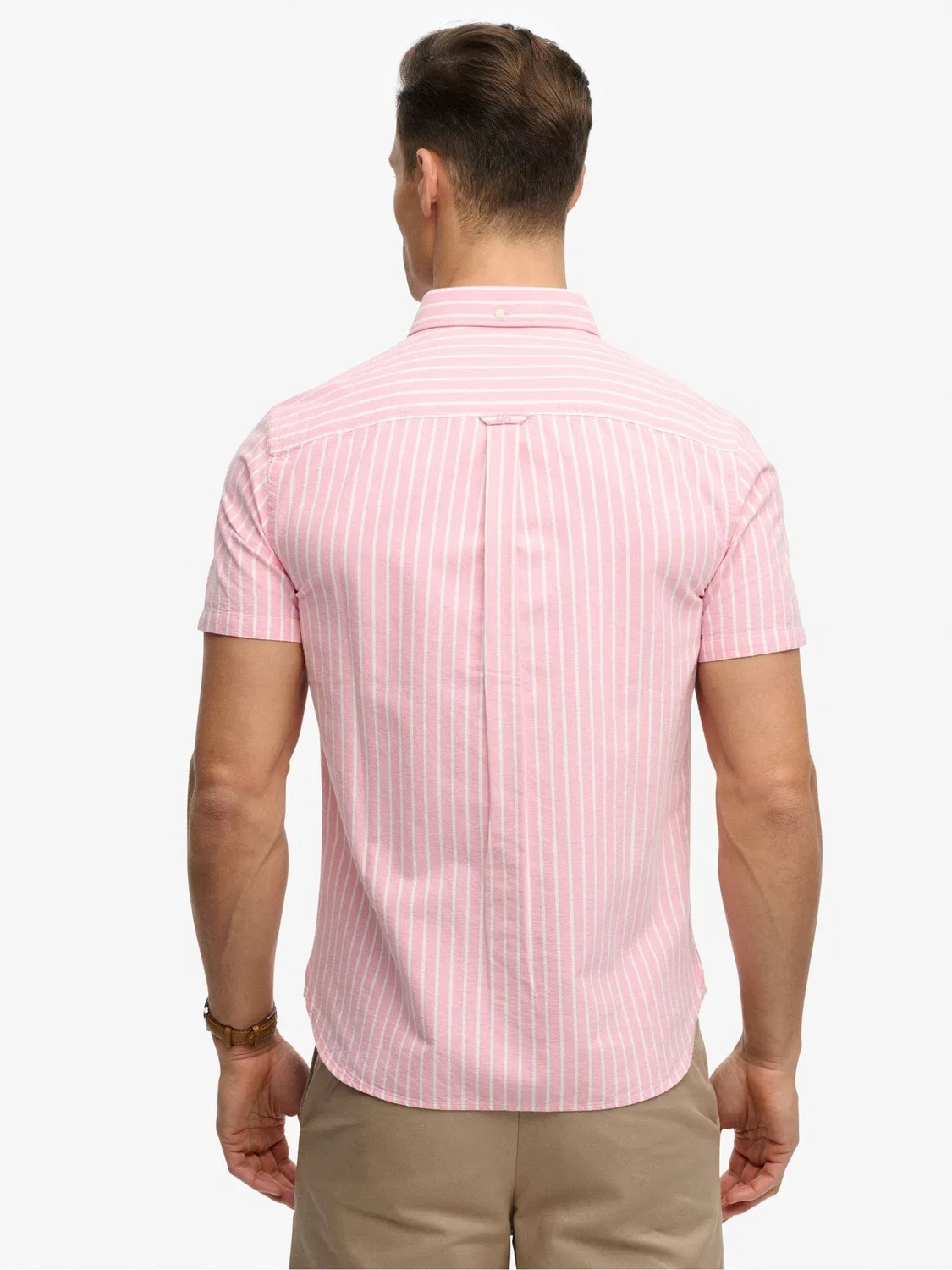 Рубашка повседневная Oxford Short Sleeve Superdry, Pink Stripe — фото 3