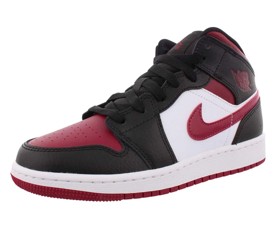 Детские кроссовки для мальчиков с принтом AIR JORDAN 1 Retro High OG Yellow Toe NIKE, Black Noble Red White
