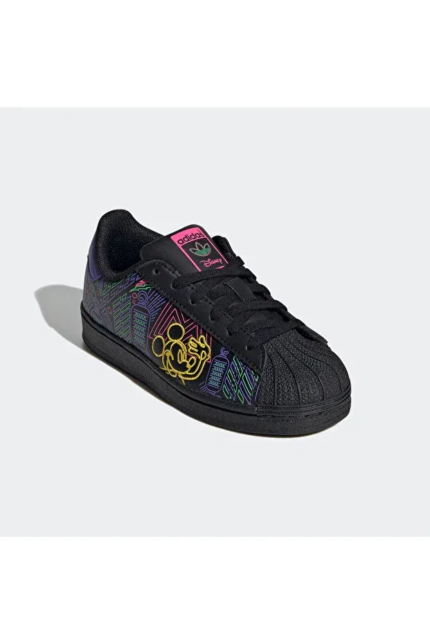 Детские кроссовки для девочек с принтом Superstar C Black Kids Sneakers IF1270 Adidas, Purple Black — фото 3