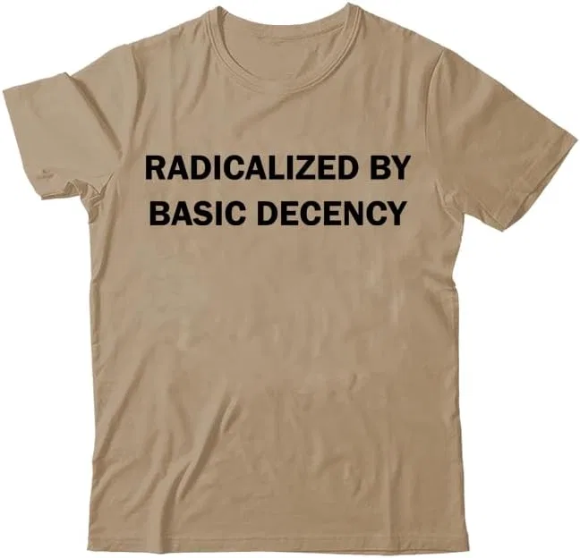 Унисекс футболка с принтом V-образным вырезом Basic Decency, Khaki