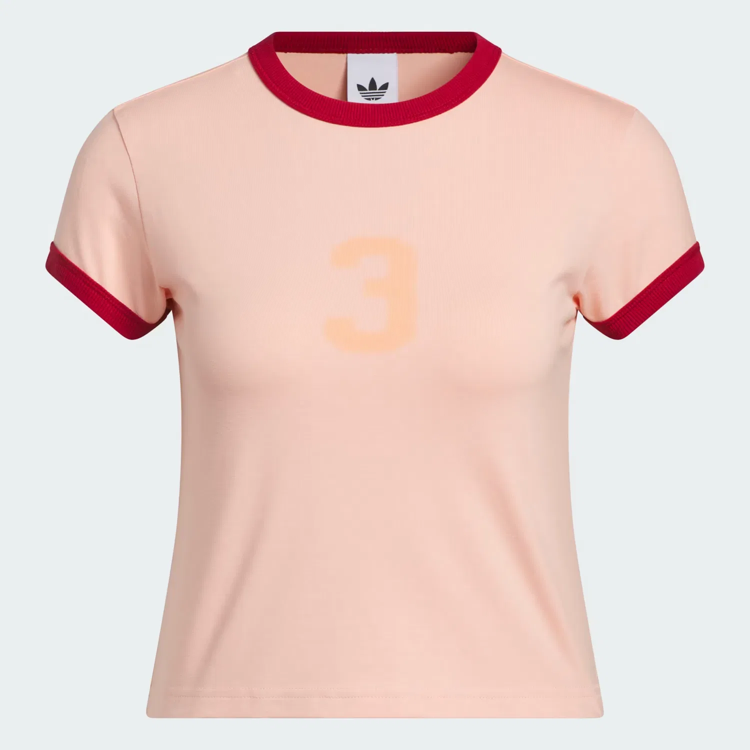 Женская футболка-беби-ти с графическим принтом GRAPHIC RINGER BABY TEE Adidas Originals, ярко-розовый — фото 4