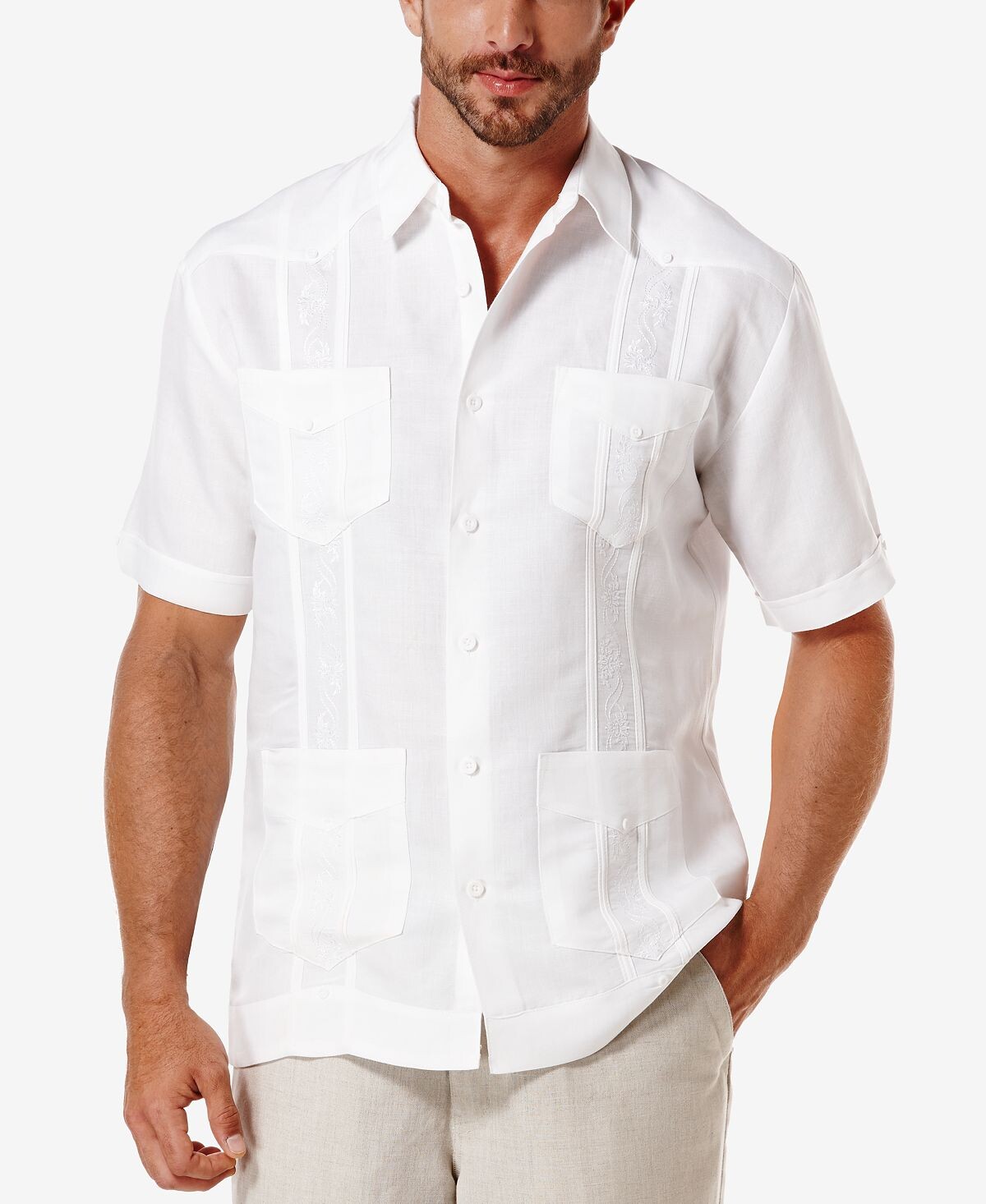 

Рубашка guayabera с вышивкой и короткими рукавами Cubavera, белый