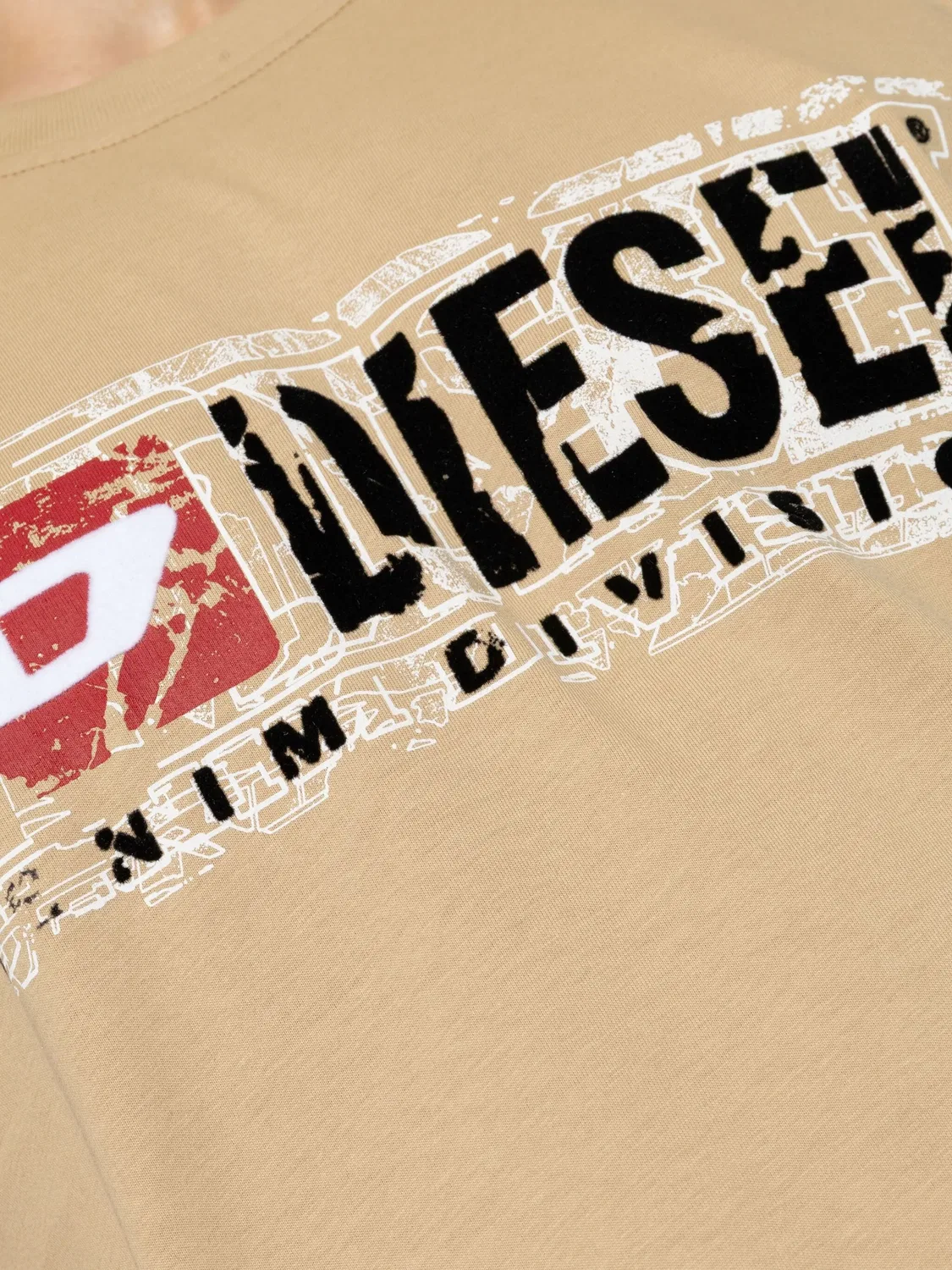 Футболка с логотипом и потертостями Diesel, нейтральные — фото 2