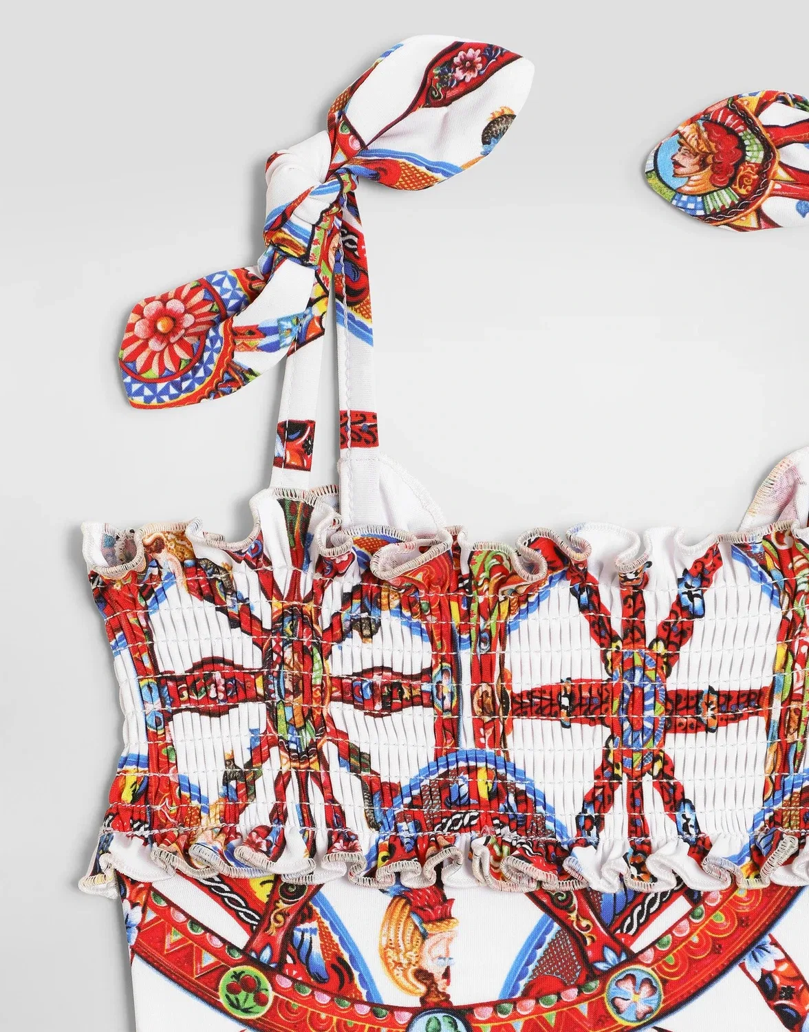 Купальник слитный с принтом каретто Dolce & Gabbana, бежевый — фото 3