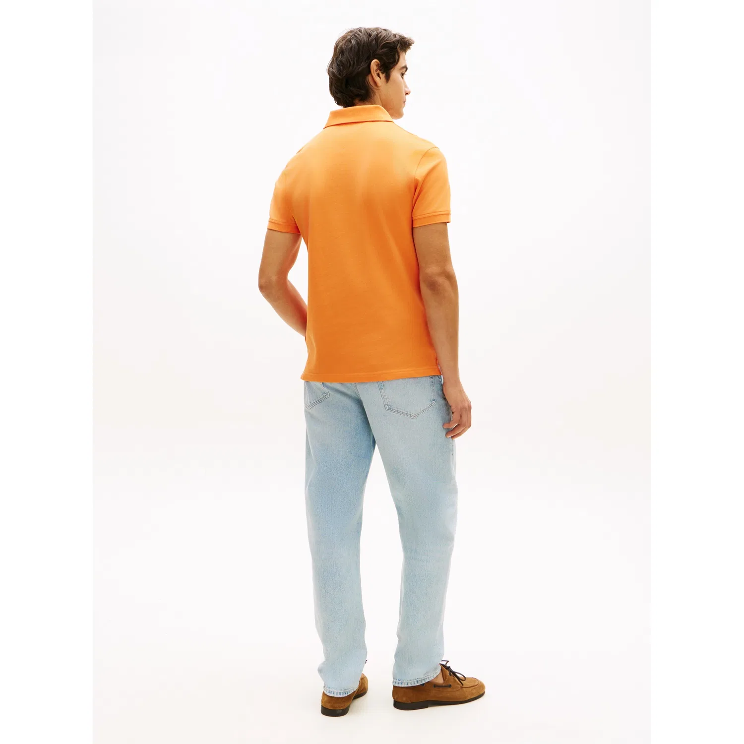 Мужское slim-fit поло с логотипом Tommy Hilfiger, Orange Tulip — фото 3