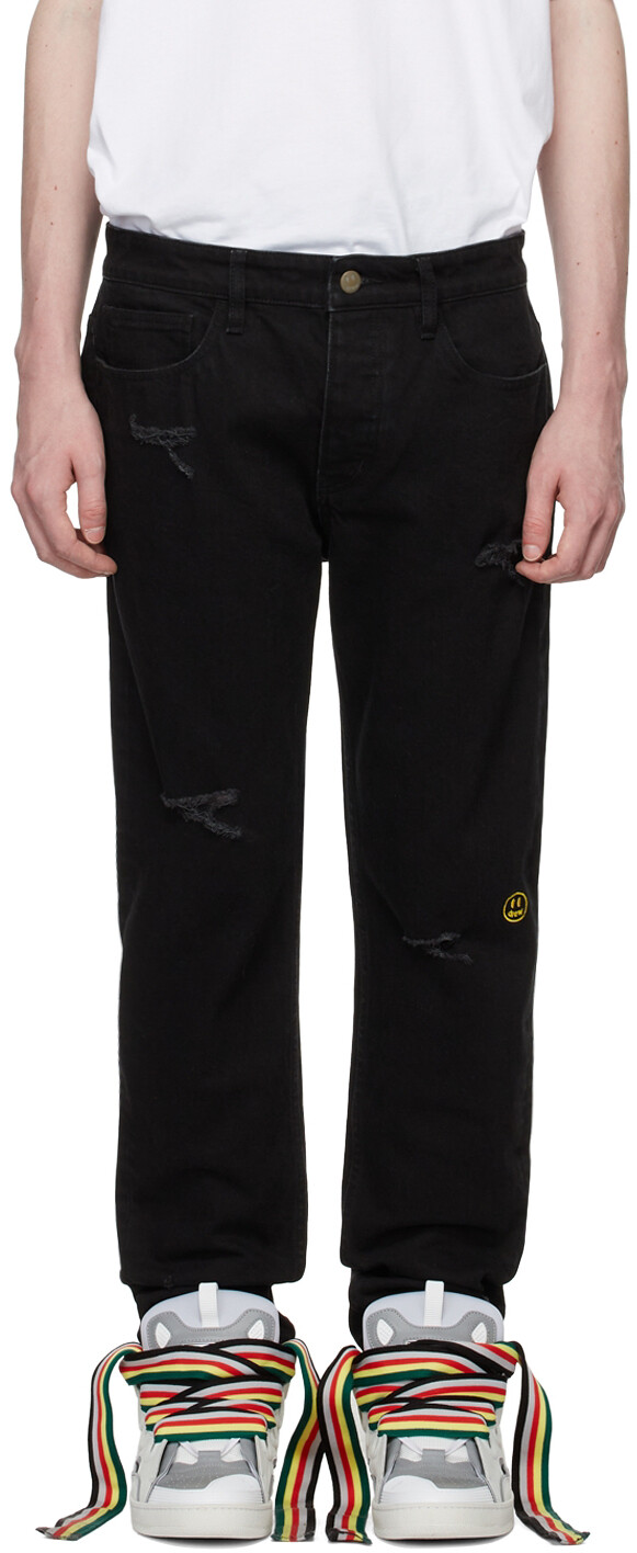 

SSENSE Эксклюзивные черные зауженные джинсы drew house, Черный, SSENSE Эксклюзивные черные зауженные джинсы drew house