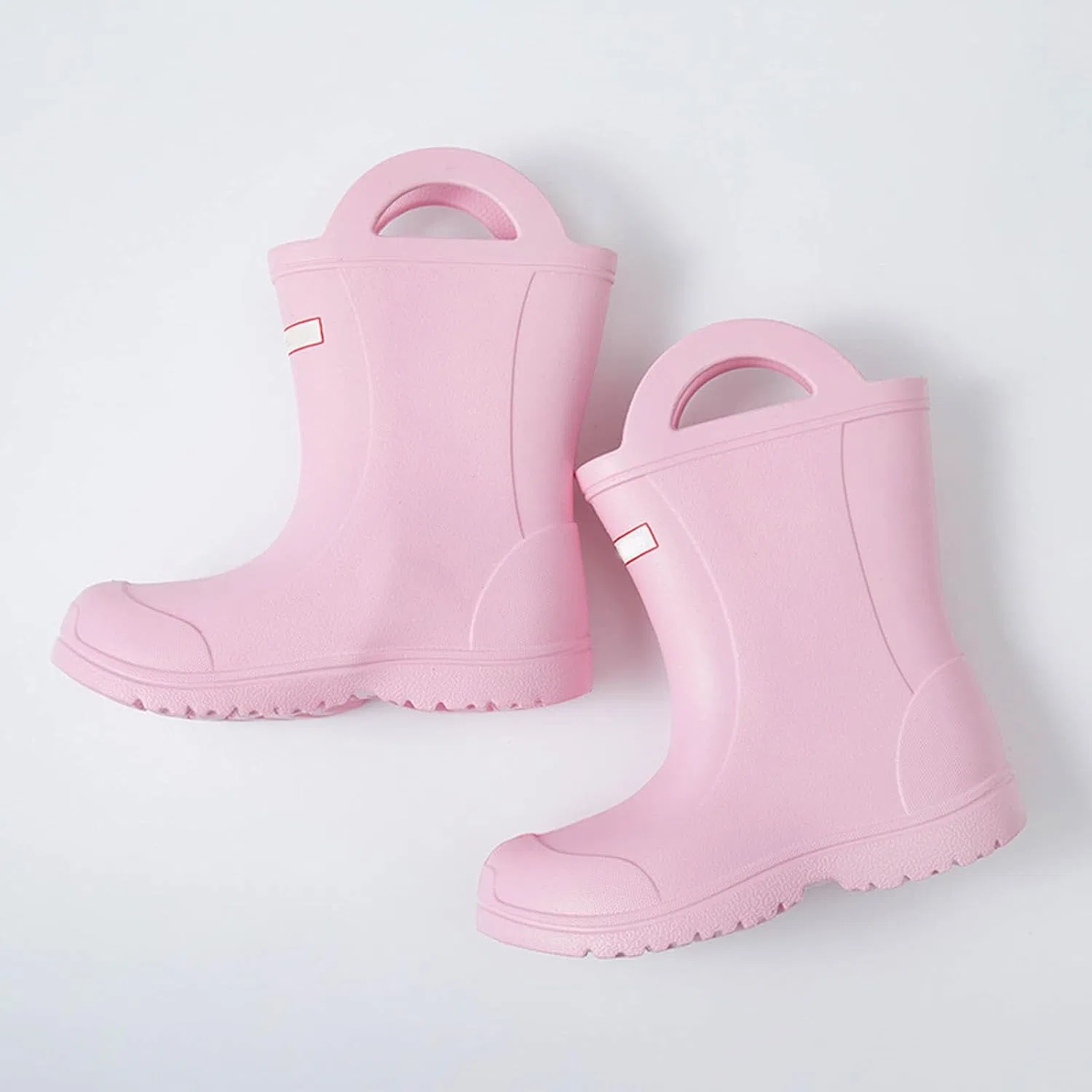 Детские сапоги дождевые с ручкой Rubber Waterproof Non-Slip, Pink — фото 3