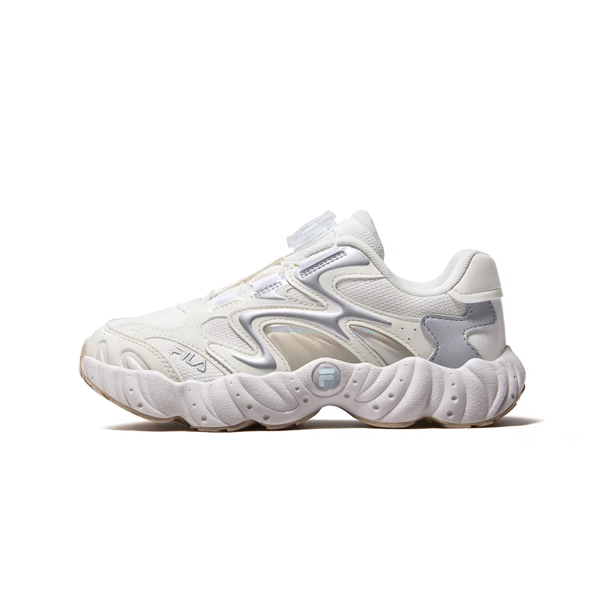 Детские кроссовки для мальчиков с закрытым носком FILA KIDS Heritage FHT, Milk White/Space Silver