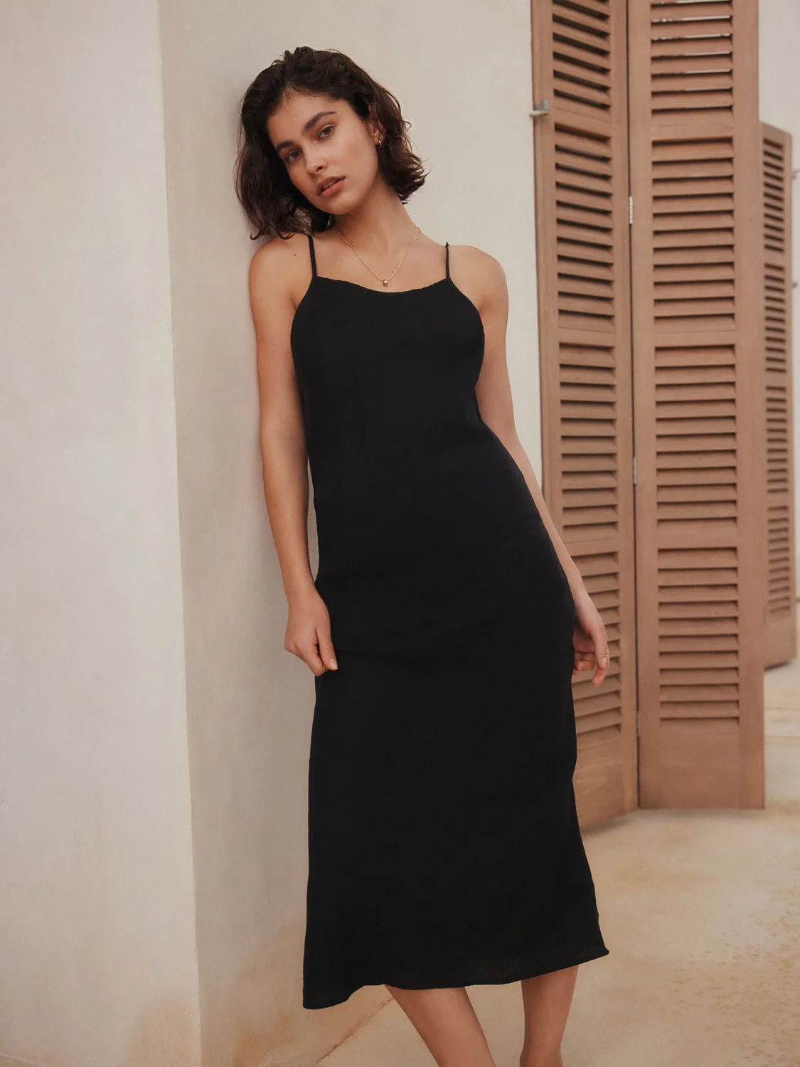 Платье миди Premium High Neck Midi Slip Dress Next, черный