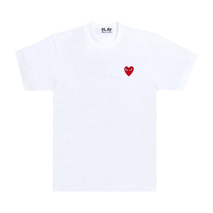 Футболка Comme des Garçons Short-Sleeve Play T-Shirt With Red Heart 'White', белый — фото 2