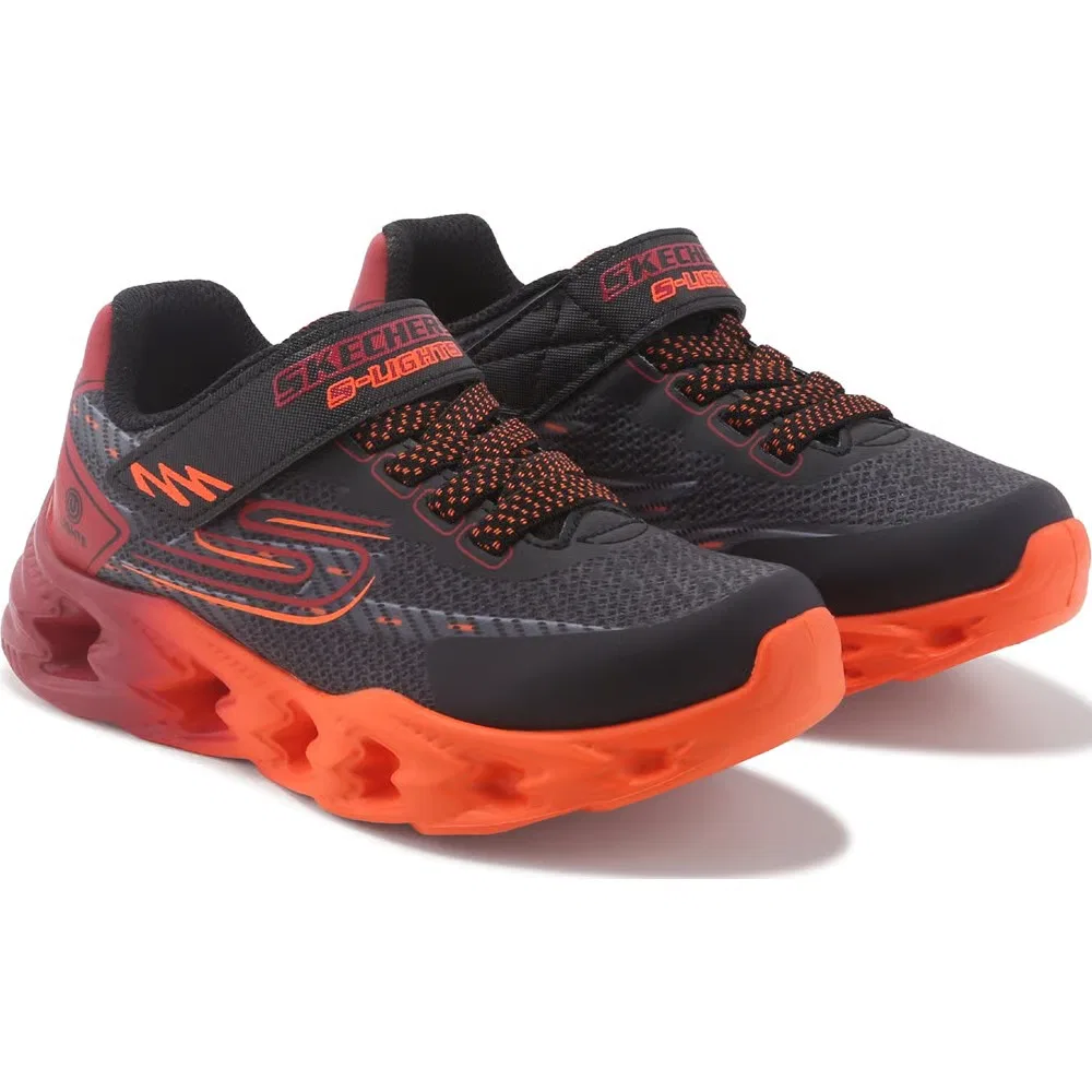 Детские кроссовки Vortex 2.0 со светом Skechers, Black/Red/Orange
