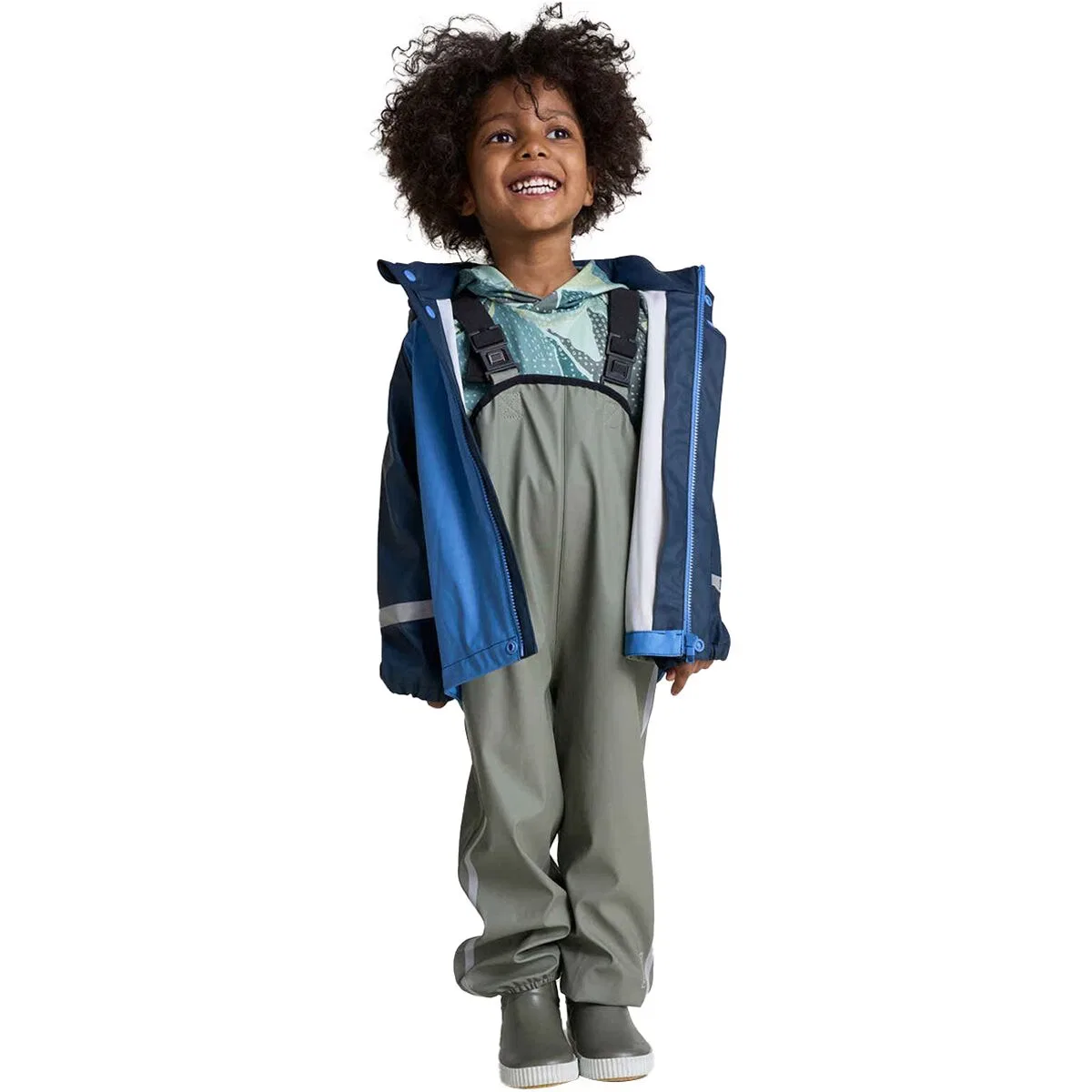Детские дождевые штаны на подтяжках Lammikko rain pant Reima, Greyish Green