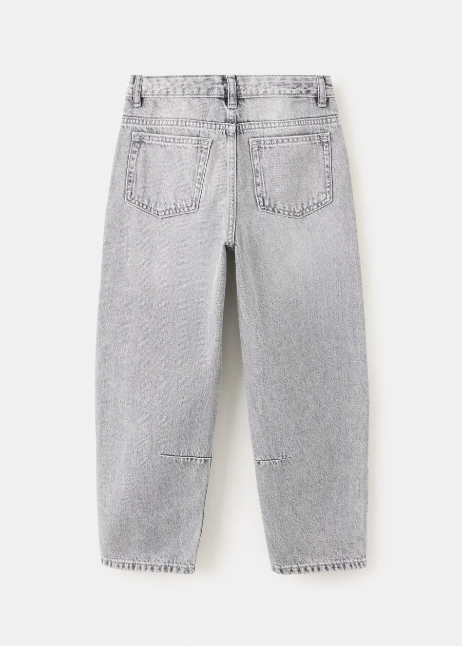 Детские джинсы MANGO KIDS Barrel Jeans серого цвета — фото 2