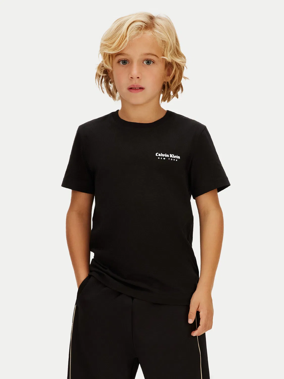 Футболка стандартного кроя для мальчика Minimal Logo Calvin Klein Jeans, черный