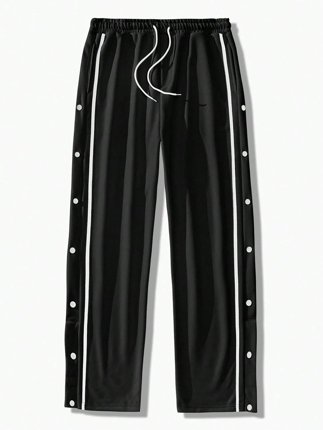 Мужские спортивные штаны на кулиске, Tape Button Side Drawstring Waist, чёрный — фото 4