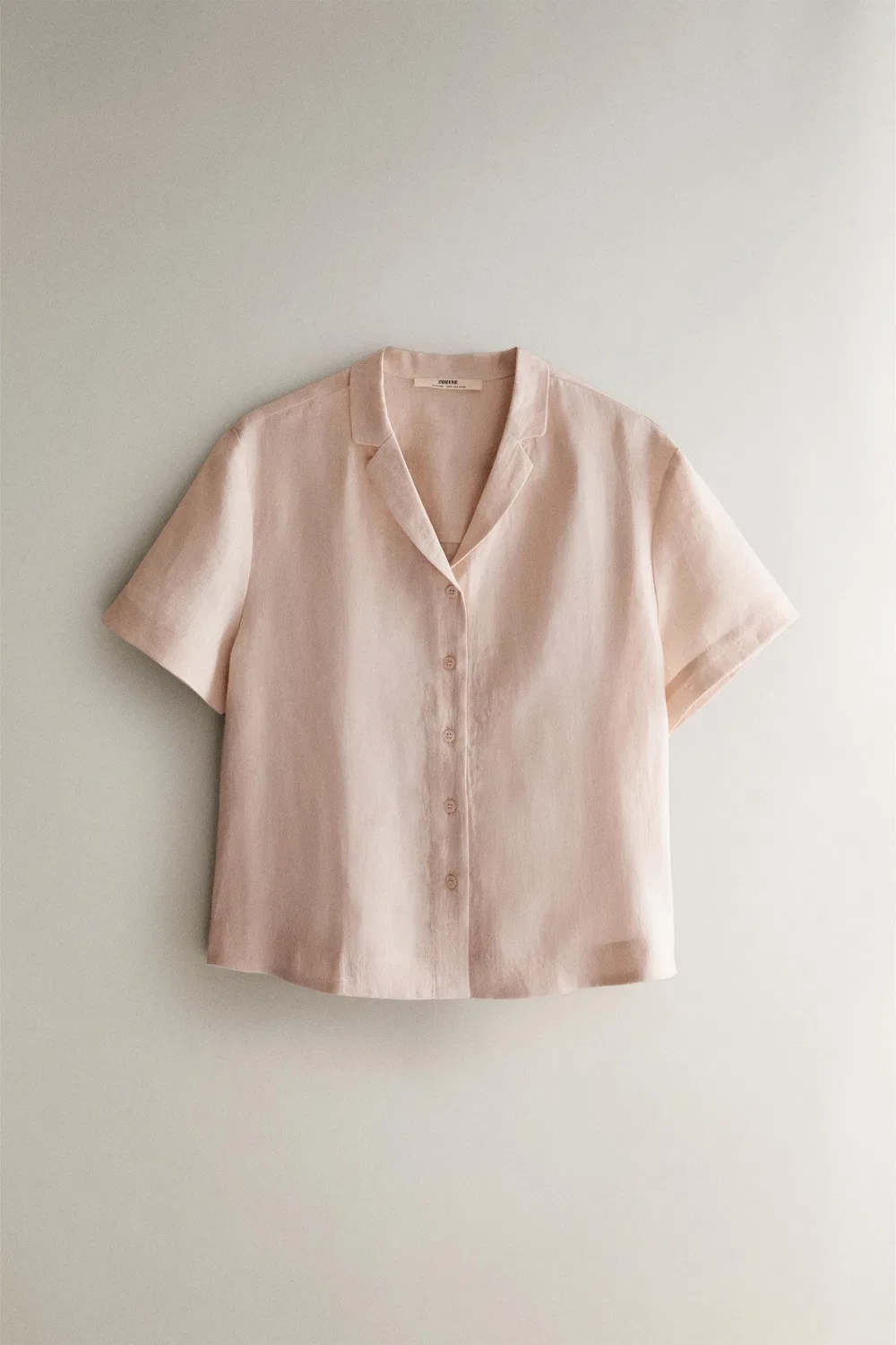 Льняная рубашка с коротким рукавом ZARA, Pink