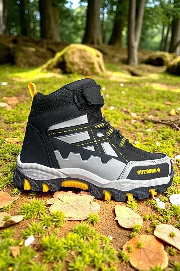 Детские ботинки для мальчиков с принтом Trekking Altuntaş, Black Yellow 1515