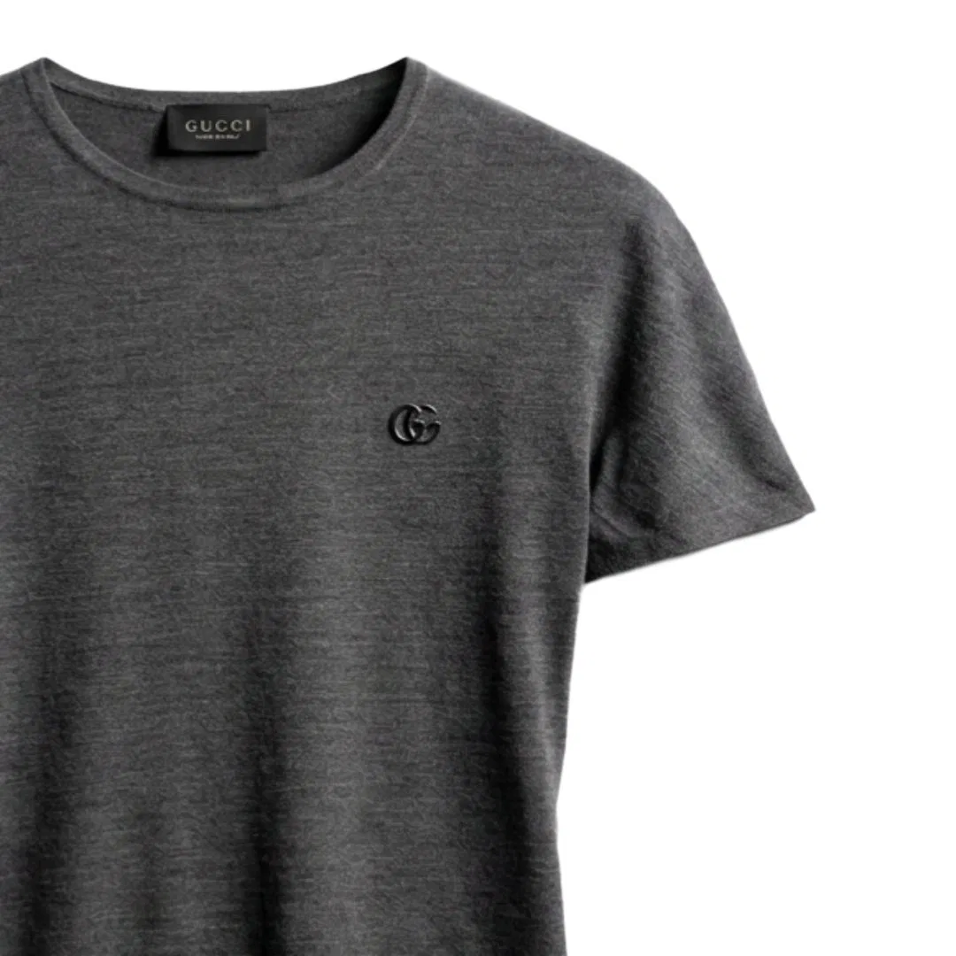 Женская футболка с круглым вырезом Grey GUCCI, Gray — фото 3
