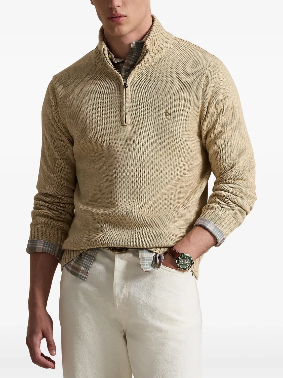 Зипpered Свитер с Длинным Рукавом Polo Ralph Lauren, нейтральные — фото 4