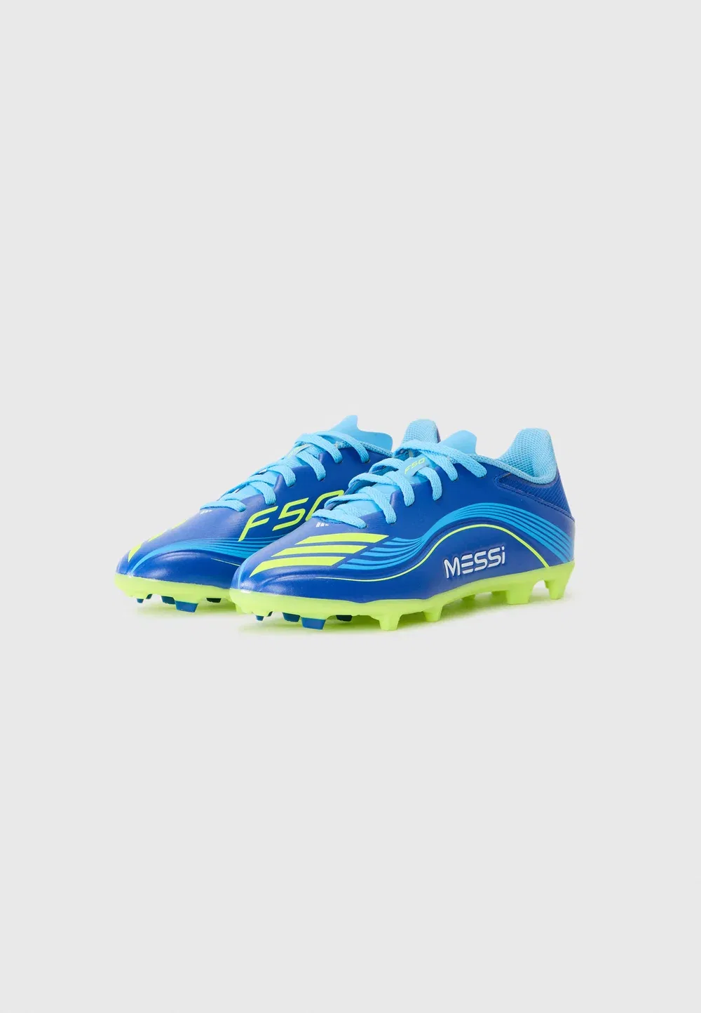 Футбольные бутсы F50 Messi League FG/MG унисекс для твердого грунта Adidas Performance, Team Royal Blue/Solar Yellow/Semi Blue Burst — фото 2