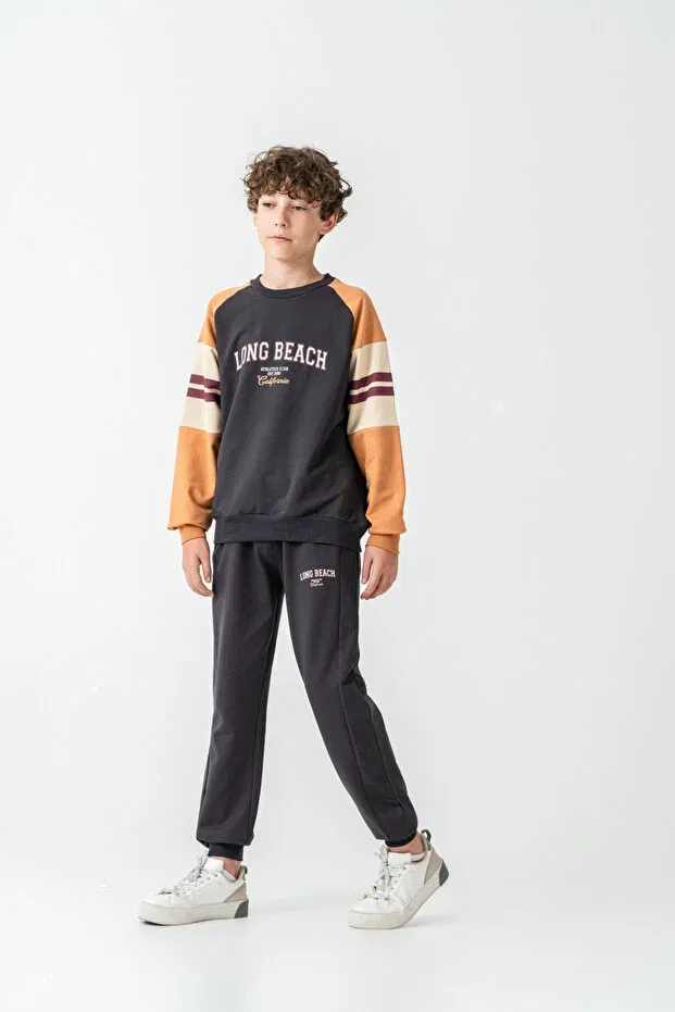 Детский спортивный комплект для мальчиков с принтом Mışıl Kids, Smoke Grey — фото 4