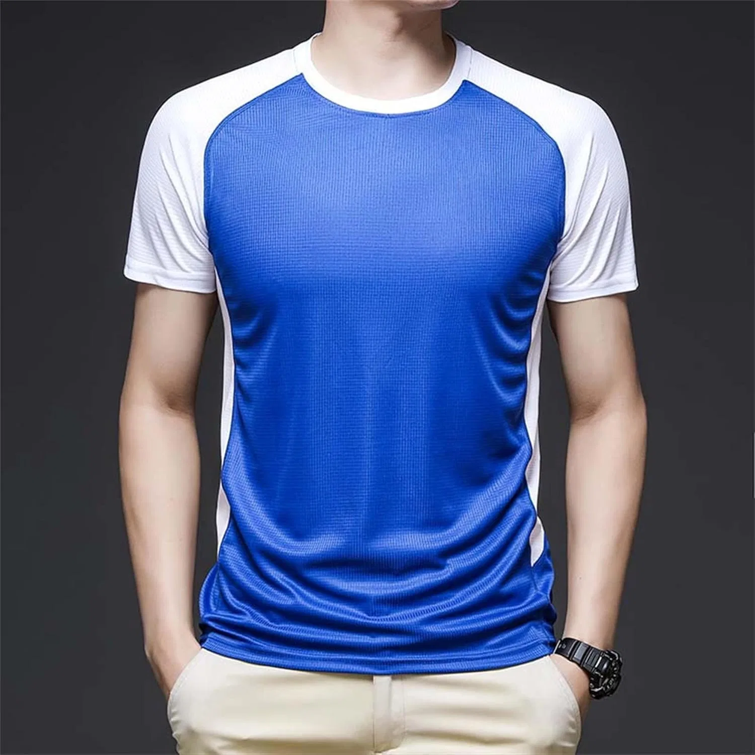 Мужская спортивная футболка свободного кроя, Crewneck, Blue — фото 2