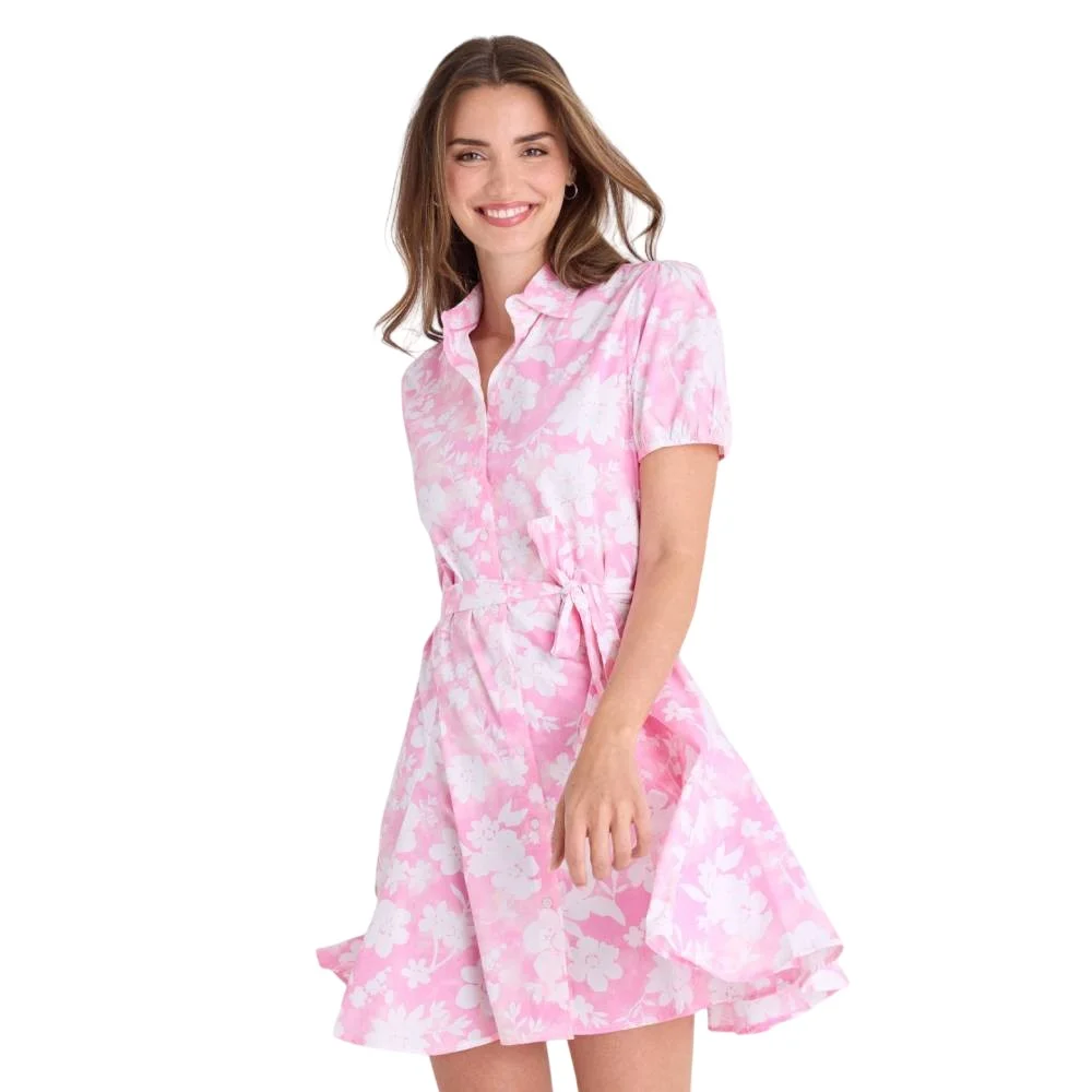 Женское платье U.S. Polo Assn. Fit and Flare Floral Poplin, розовый/белый