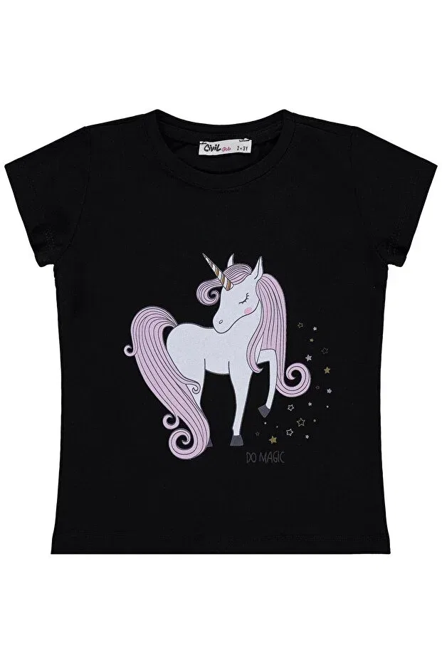 Детская футболка для девочек с принтом Unicorn printed Civil Girls, Black