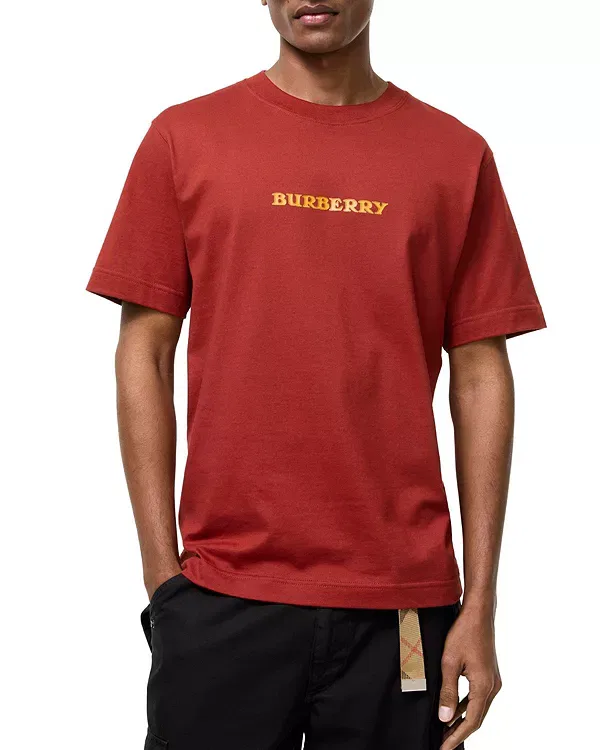 Мужская футболка хлопковая с принтом Heritage Logo Cotton T-Shirt Burberry, Auburn Brown