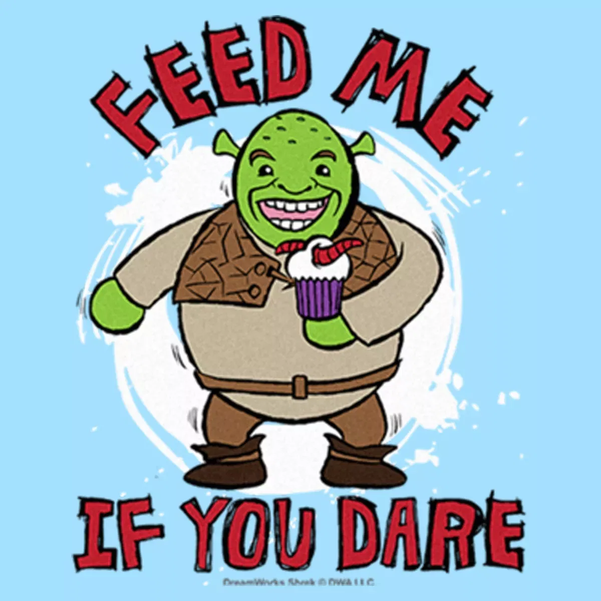 Детское боди для мальчиков с принтом Shrek Feed Me, Shrek, Light Blue — фото 2