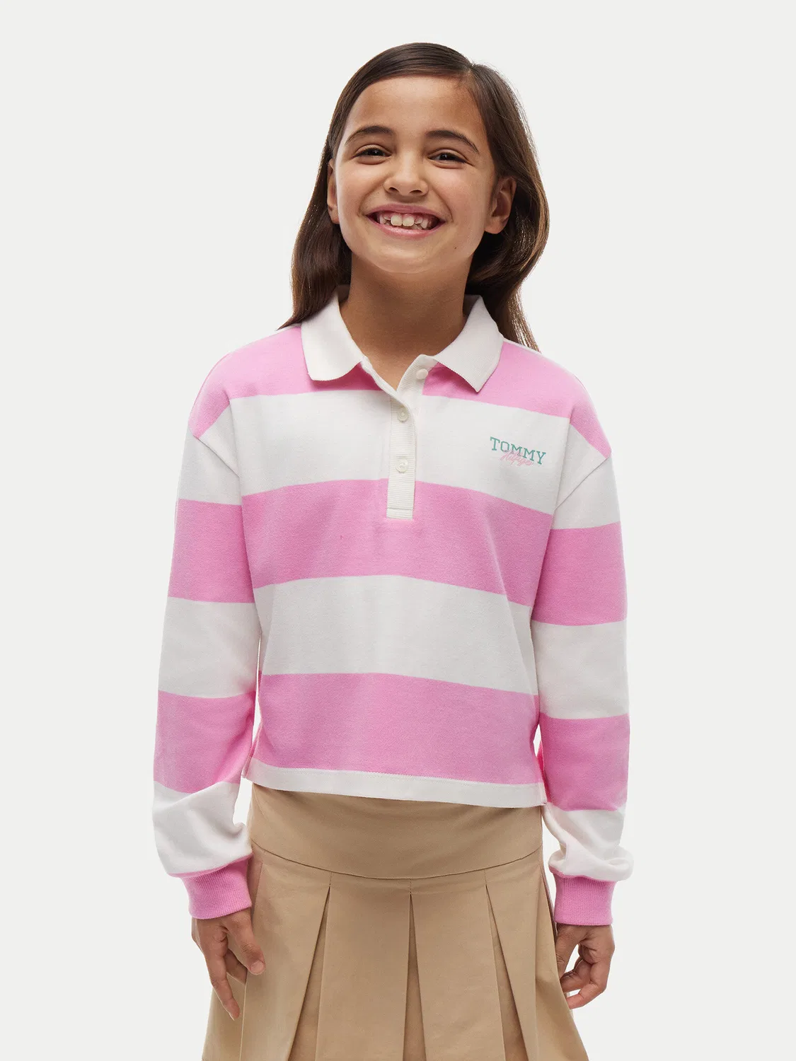 Поло стандартного кроя для девочки Tommy Hilfiger, розовый