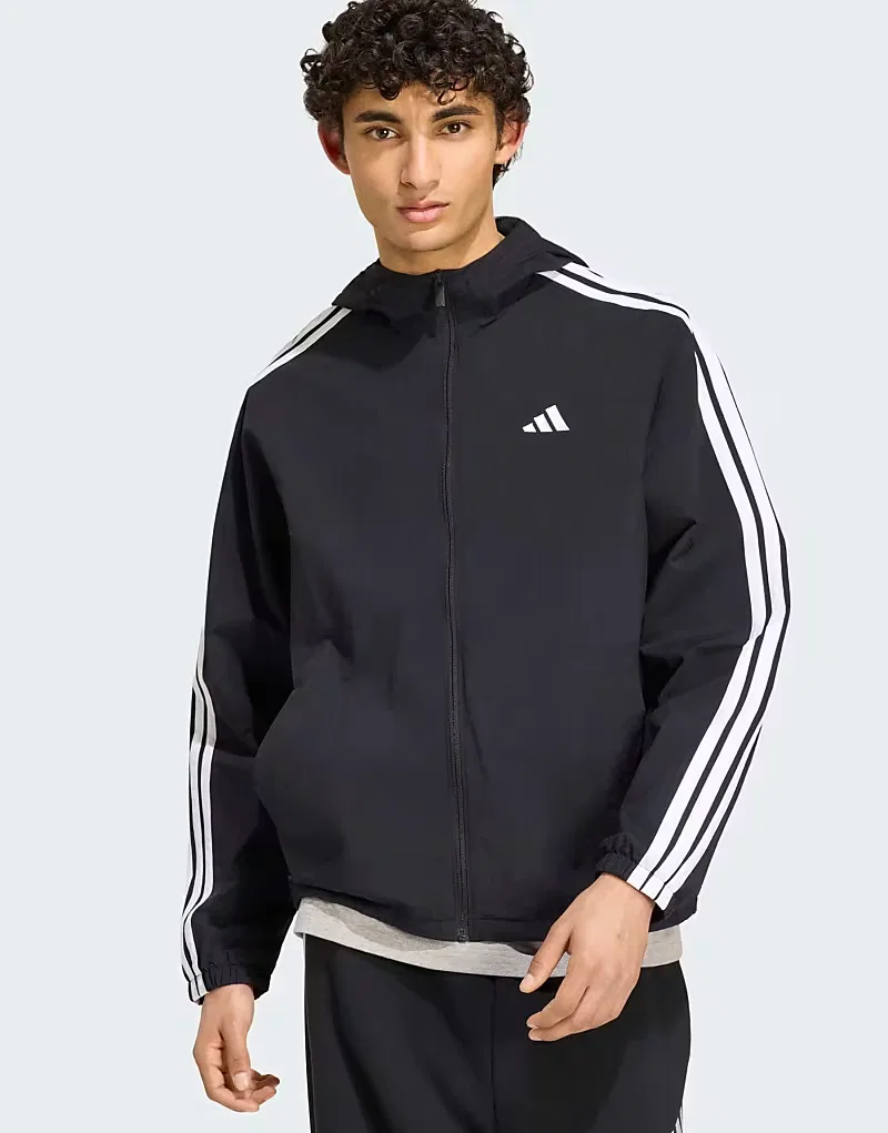 Ветровка Adidas Performance Essentials с тремя полосками, черно-белая