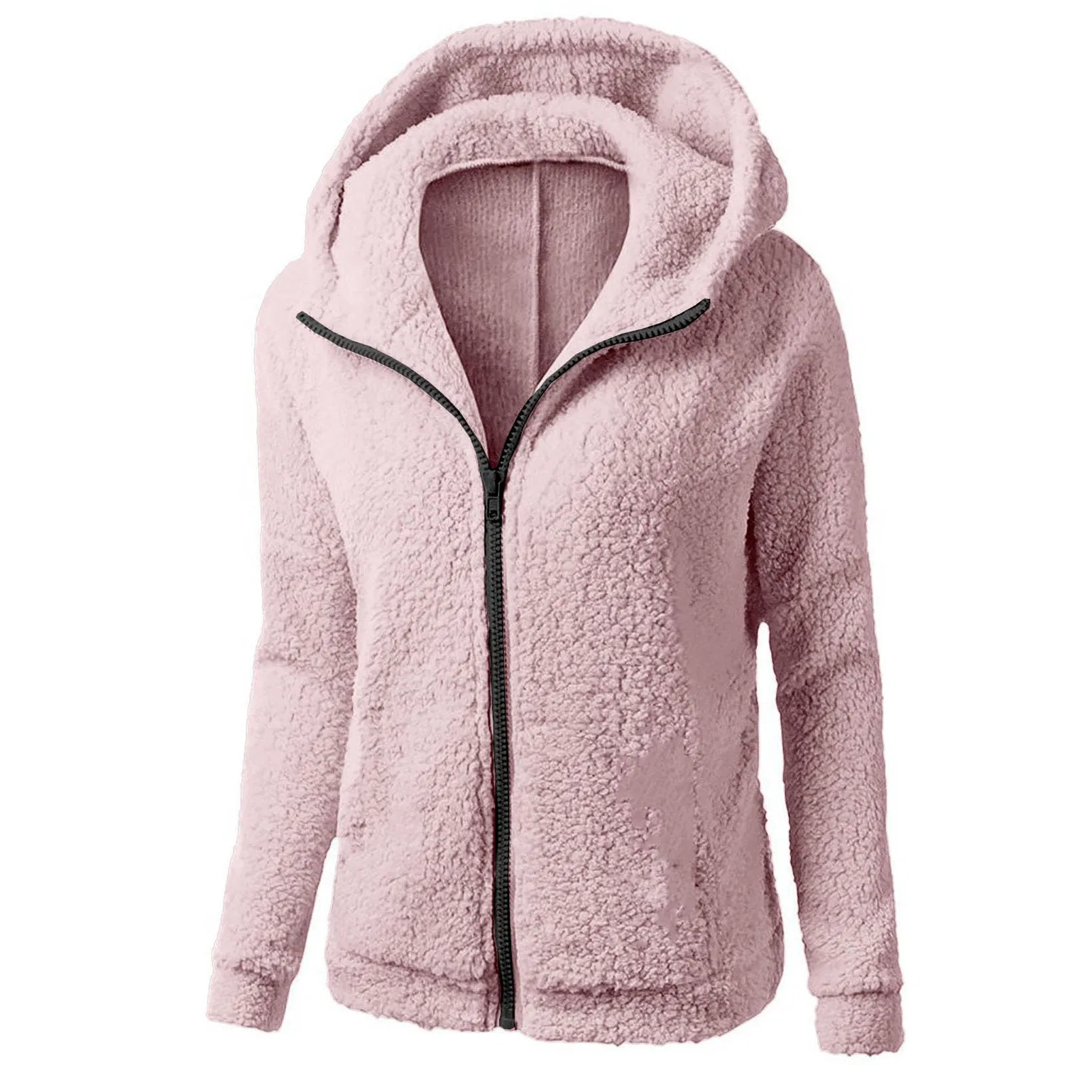Женский хлопковый худи с молнией и флисовой подкладкой, 03 rosa